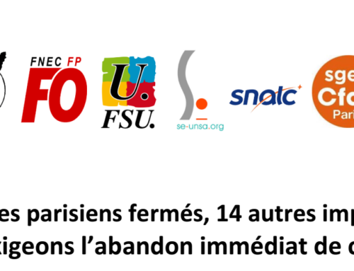 Appel intersyndical au rassemblement le 8 novembre devant la région contre les fermetures de lycées parisiens