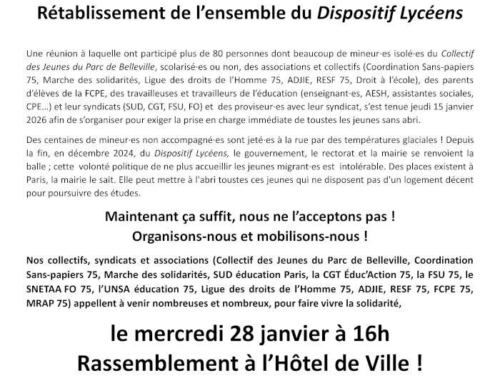 Pas à un jeune à la rue ! Un logement pour tous !